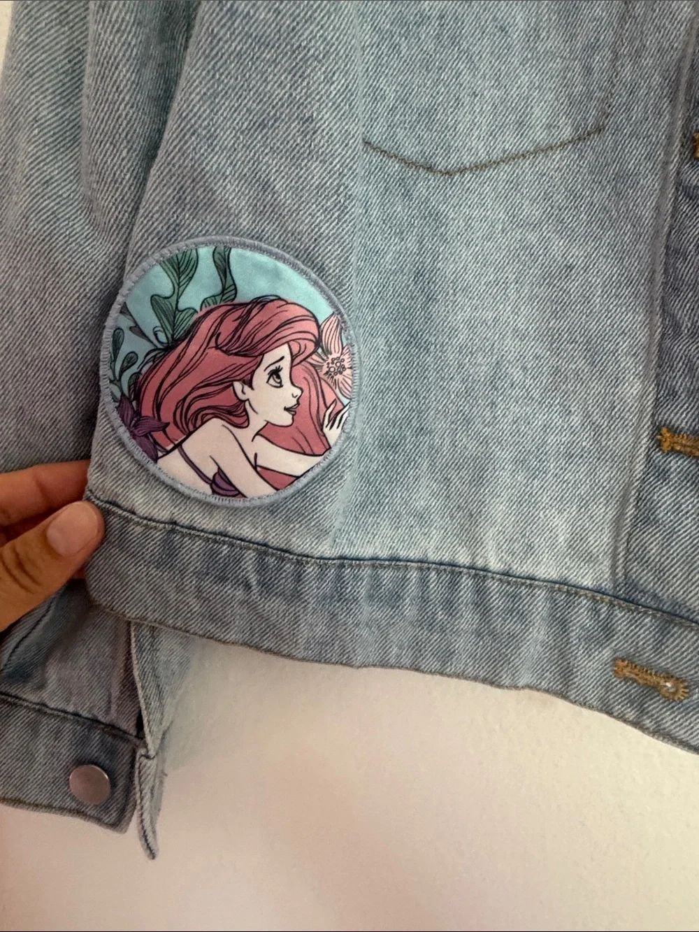 Disney Light Blue Denim Jean Jacket with Ariel Patch